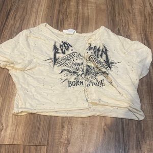 Safety Pin Detailed Cropped Shirt